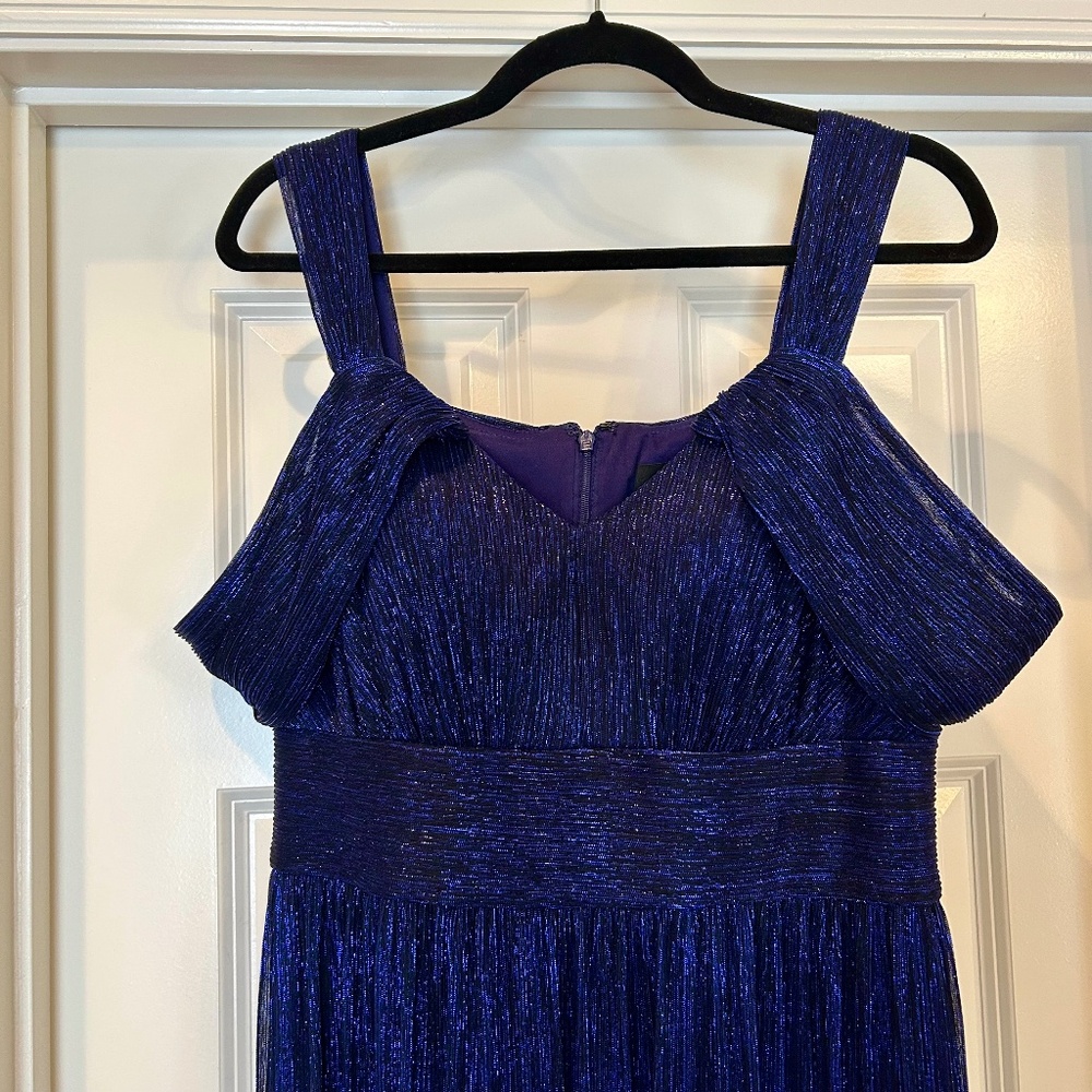 Alex Evenings Blue Chiffon Gown – Floor Length Formal Dress, Size 10
